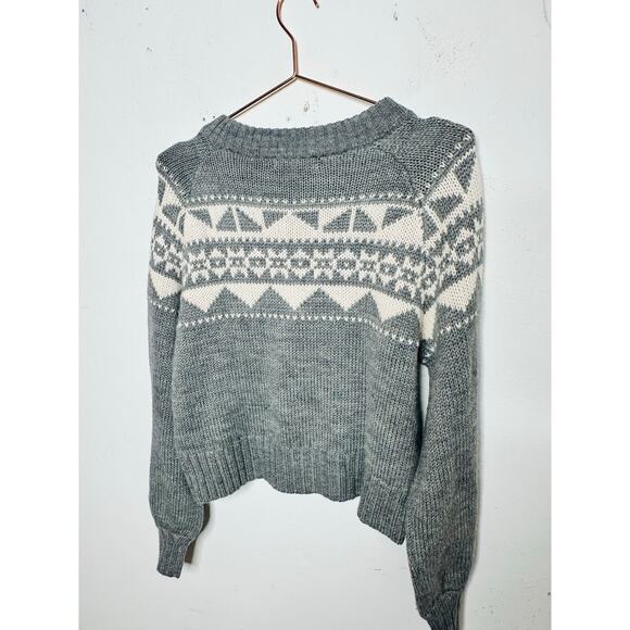 MARISSA WEBB Gray Geometric Knit Wool Blend Crewneck Nordic Sweater size Medium - Picture 9 of 11
